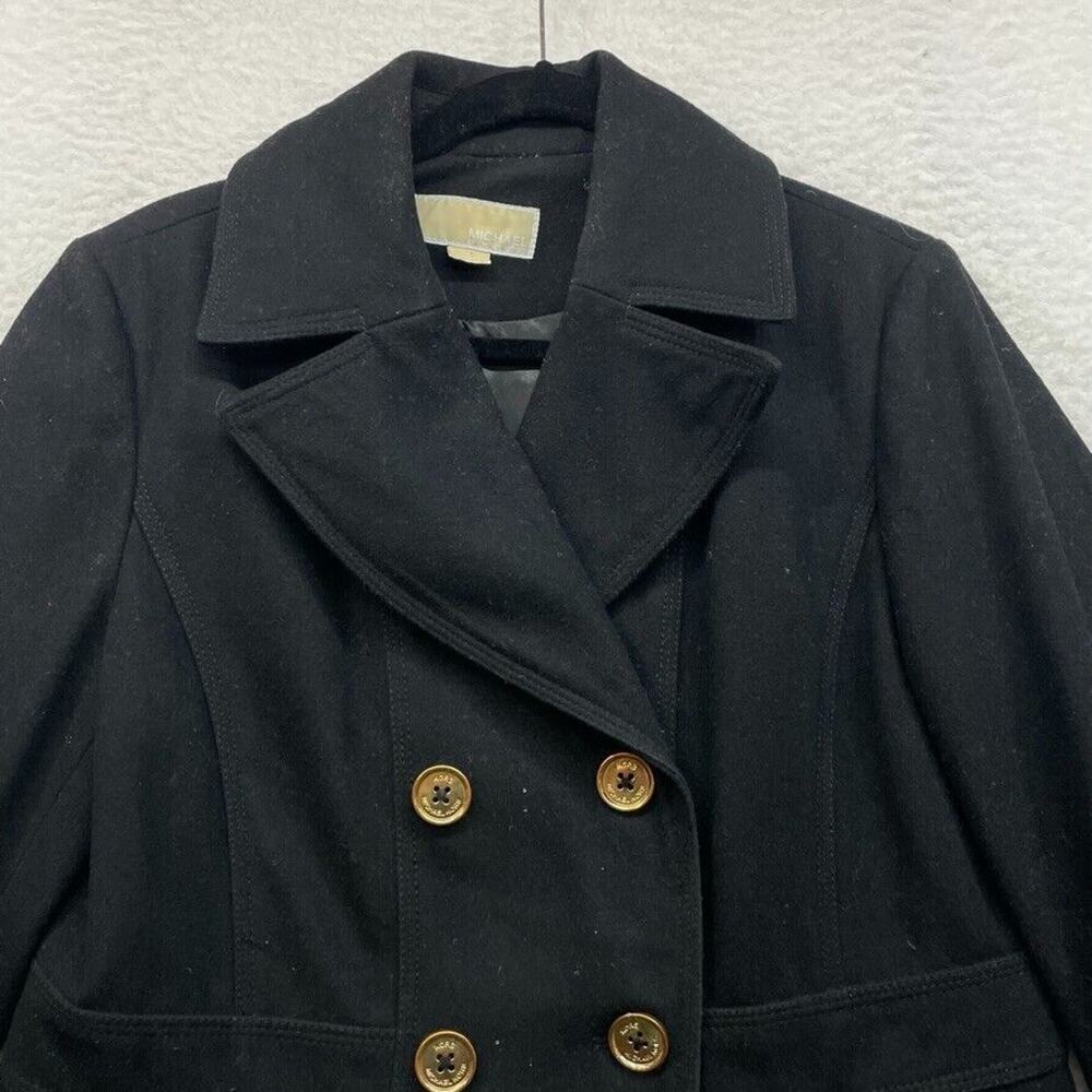 Michael Kors Coat Womens 14 Black Pea Coat Wool Double Breasted Preppy Outdoors - Picture 4 of 11